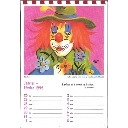 Calendrier Artistique 1992 Peinture d'Handicapé