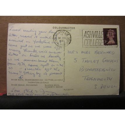 multiview, PICTURESQUE YORKSHIRE, county used postcard 1977 pm Colourmaster =