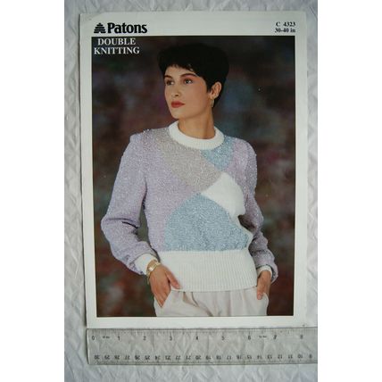 1990 Patons 4323 sweater, DK, 30-40 inch, 76-102 cm
