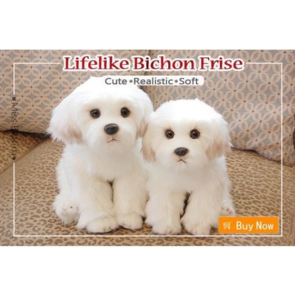 Bichon Frise Puppy Stuffed Animal Dog Plush Toy Cute Simulation Pet Fluffy Baby