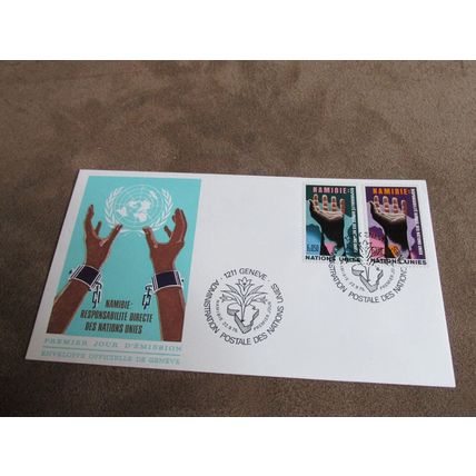 1975 United Nations FDC Cover / Geneva Cachet - Namibia responsible action -n2