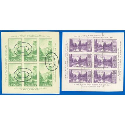 US Scott #750-51, FARLEY Panes/6, Used-VF, Light Crease on #750, SCV $40! (SK)