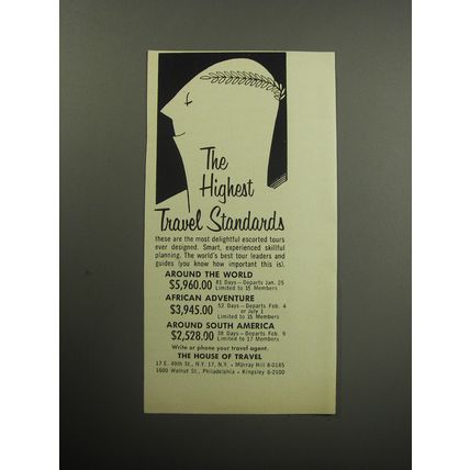 1957 The House of Travel Ad - The highest travel standards