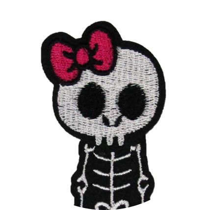 Cute Skeleton Girl Fun Iron On Patch Badge Decoration Motif Kids Childrens P357