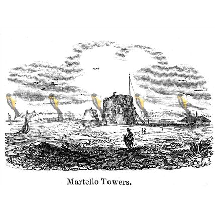 Martello Towers, St Leonards, Sussex, England, 1840, MODERN REPRODUCTION