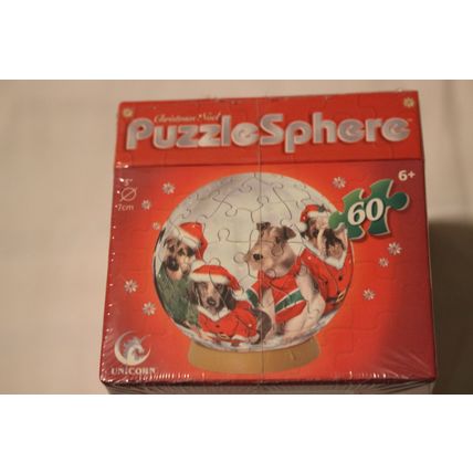 SANTA DOGS 60 PIECE PUZZLE SPHERE SEALED DOGS
