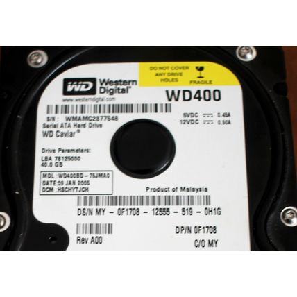 Western Digital Caviar Serial Ata Sata 40 Gig hard drive