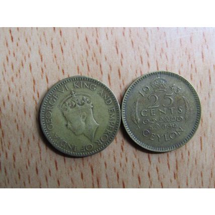 Ceylon 1943 25 Cents Coin