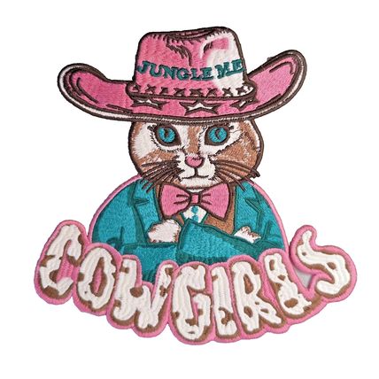 Cat Cowgirls Sew on Patch 21cm x 20cm Embroidered Style Great Quality P079