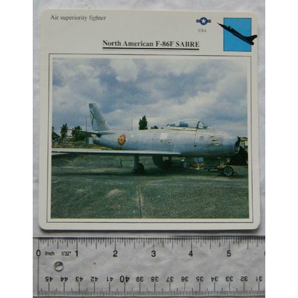 N. A. F-86F Sabre - USA - Air Superiority Fighter - Collectors Club Card