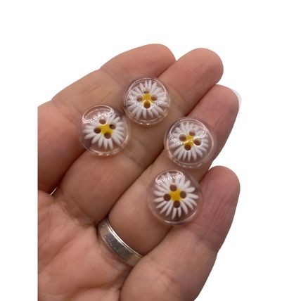 Transparent Clear Daisy Flower 4 Hole Sewing Knitting Buttons 20mm To 11.5mm