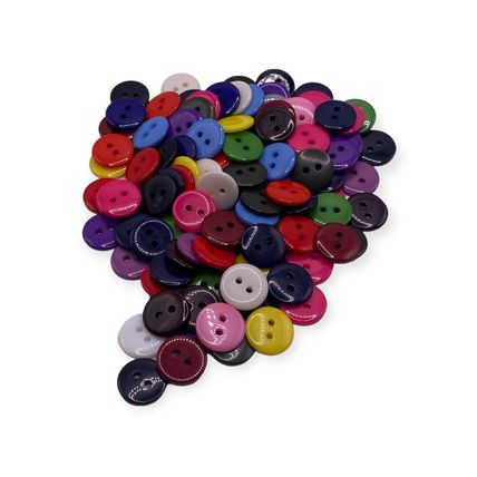 100PCS 12.5mm Mixed Buttons Many Colours Flatback 2 Hole Resin Crafts Scrapbook