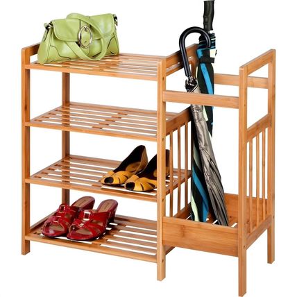 2-Shelf Entryway Shoe Rack Bench with Bla2-in-1 Entryway 4-Shelf Bamboo Shoe ...