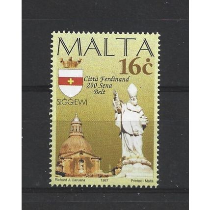 Malta.SG1039 16c Statue,church and arms,Siggiewi.Mounted Mint.May25