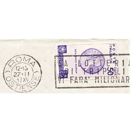 ITALY cover Postmark Roma Ostiense, 27 Feb. 1937 - Sass. No. 401