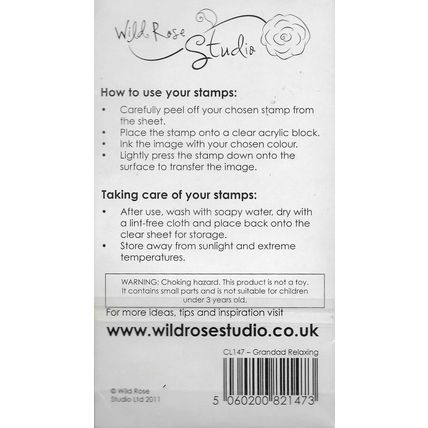 Wild Rose Studio. Grandad Reading Stamp. Stamping Cardmaking Scrapbooking Crafts