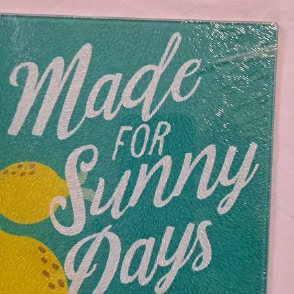MADE FOR SUNNY DAYS Kitchen TOWELS & Glass CUTTING BOARD NEW Home Collection