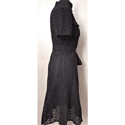 Black Wrap Cotton Broderie Anglaise Dress DVF style 10 UK