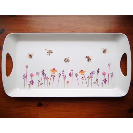 Melamine Sandwich/Serving Tray with Handles Busy Bees/Jennifer Rose/Leonardo VGC