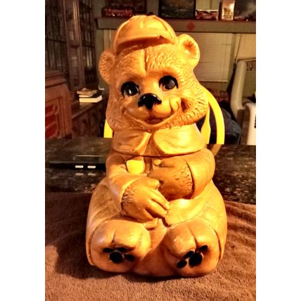 Old Vintage Original DeForest Cookie Jar Smiling Bear 12" Tall 1950s