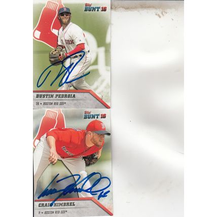 DUSTIN PEDROIA & CRAIG KIMBREL AUTO 2018 BOSTON RED SOX WORLD CHAMPION PLAYERS