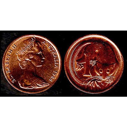 Australia One Cent 1984 Used. Coin Possum Queen Elizabeth II 1c QE II mm