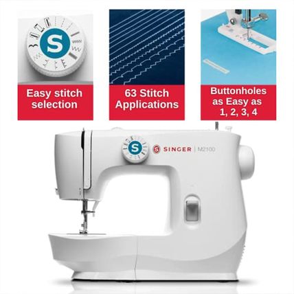 SINGER M2100 Lightweight & Compact Sewing Machine with 63 Stitch Applications, L