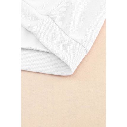 White Knitted V Neck Buttoned Cuffs Sweater