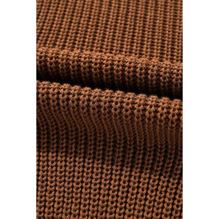 Chestnut Beaded Drop Shoulder Round Neck Sweater