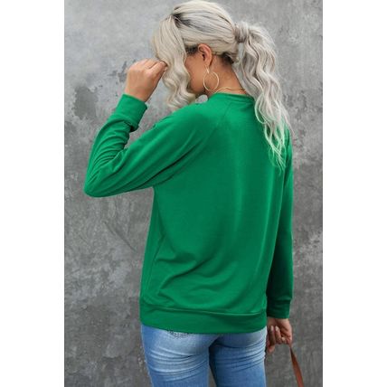 Green Sequin Christmas Candy Cane Graphic Crewneck Pullover Sweatshirt
