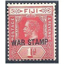 Fiji 1915.SG139a 1d Bright Scarlet WAR STAMP Mounted Mint (gum crease).