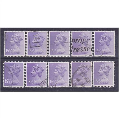 BULK STOCK.15 1/2p Pale Violet x 10.Type Unchecked.Fine Used.nb12c