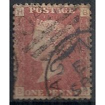 1858 SG43 1d Red Plate 203 Good/Fine Used Check Letters "BH".