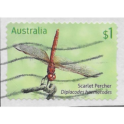 AUS 2017 $1.00 (S/A) 'DRAGONFLIES -SCARLET' (ON PAPER) FINE USED (EBID64-094)