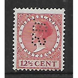 NETHERLANDS , 1924 QUEEN WILHELMIA 12 1/2c RED PERFIN SB SG 282A M / MINT