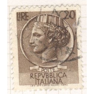Italy 1953 - 20L sepia - Coin Of Syracuse - used
