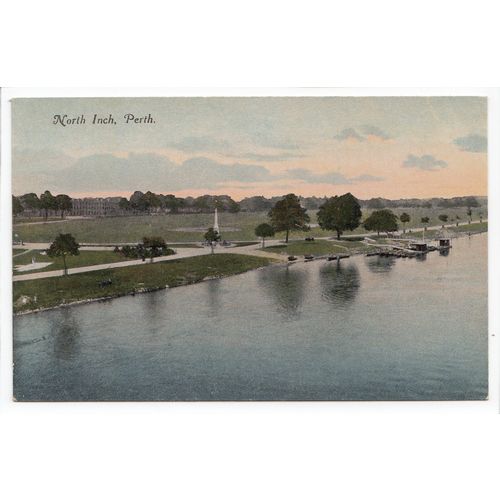 River Scene North Inch Perth Postcard