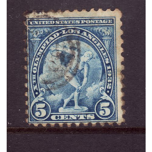 USA 1932 5c BLUE DISCUS THROWER SG 719 FINE USED #5