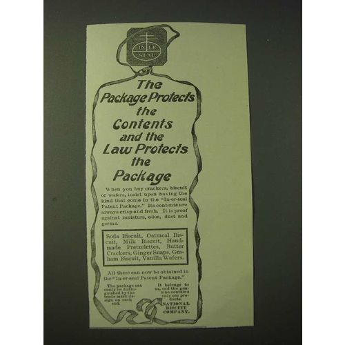 1900 National Biscuit Company Nabisco Ad - The package protects the contents