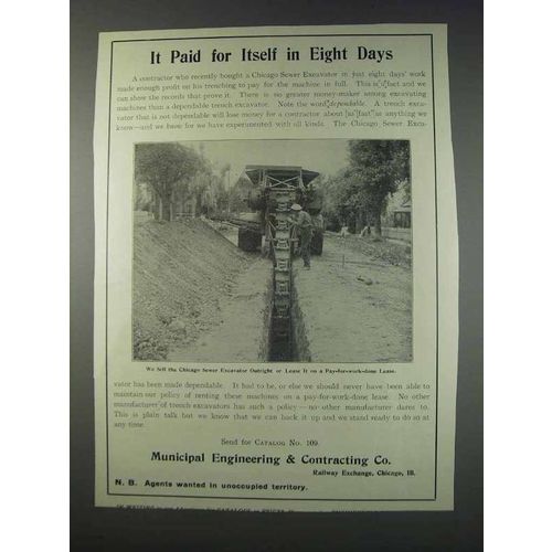 1910 Municipal Engineering Chicago Sewer Excavator Ad - Paid for Itself