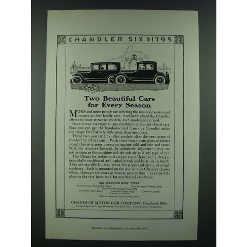 1919 Chandler Cars Ad - Two Beautiful Cars for Every Season