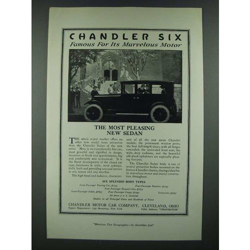 1919 Chandler Sedan Ad - Famous for Its Marvelous Motor