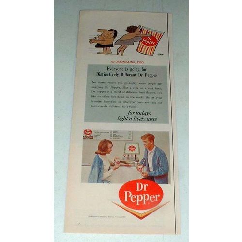 1964 Dr Pepper Soda Ad w/ Art by Johnny Hart