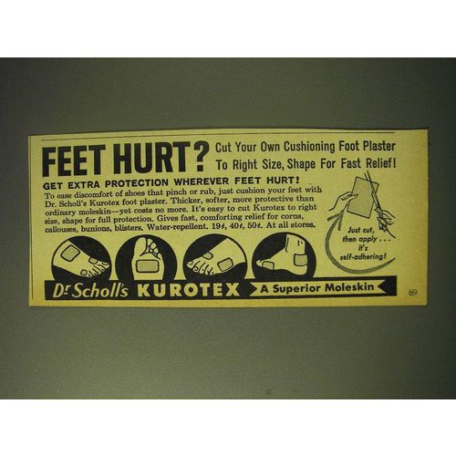 1964 Dr Scholl's Kurotex Ad - Feet Hurt?