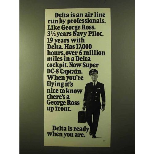 1970 Delta Airlines Ad - Professional Like George Ross