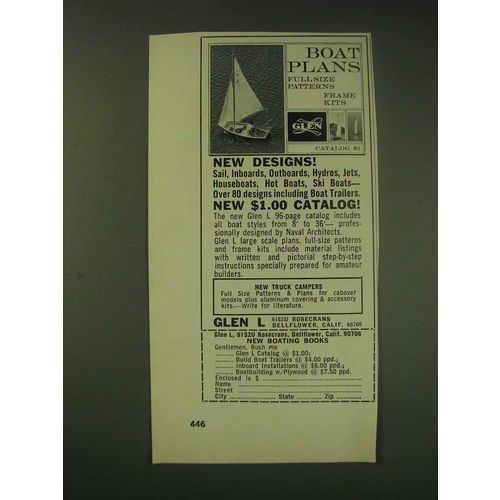 1970 Glen L Boat Plans Ad - New Designs!