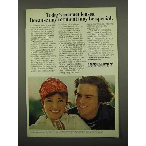 1975 Bausch & Lomb Soflens Contacts Ad - May be Special