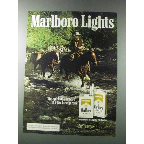 1981 Marlboro Lights Cigarettes Ad - Marlboro Man crossing River