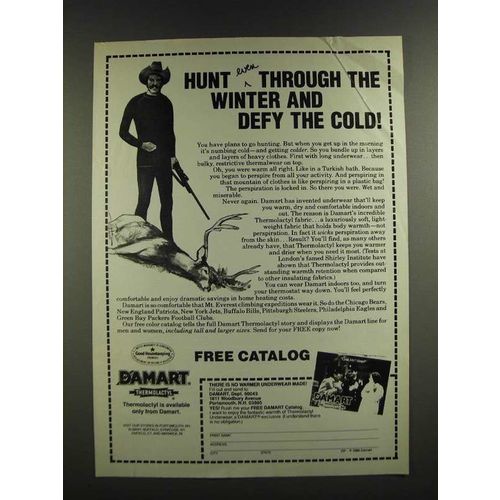 1986 Damart Thermolactyl Underwear Ad - Hunt Even Through The Winter