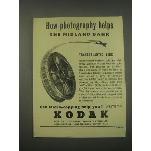1949 Kodak Photography Ad - How photography helps the Midland Bank